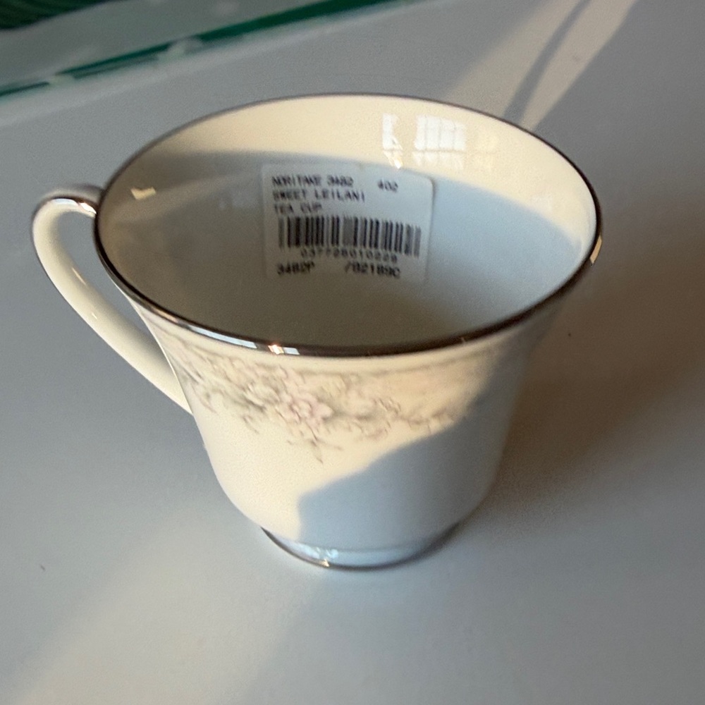 Noritake Elegant White Mug with Silver Trim